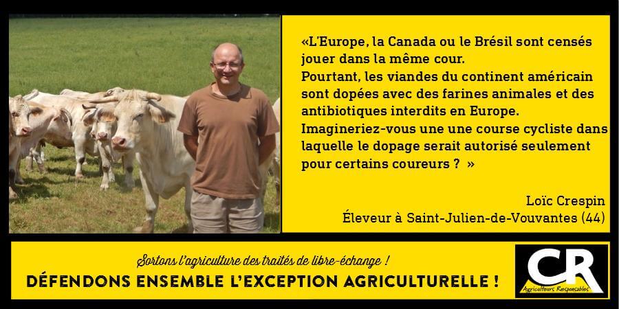 L'agriculture et les accords de libre-échange Citation de Loïc Crespin