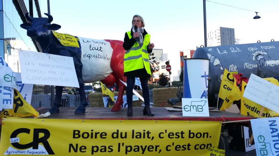Véronique Le Floc'h devant le siège mondial de Carrefour